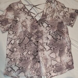 Sunday Best Snake Print Blouse - Gray and Cream